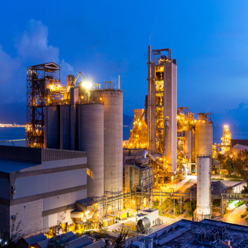 Cement plant during sunset